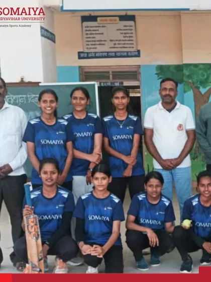 A full team photo of our champion U-17 Girls tennis cricket team, showcasing the players who will advance to the Pune Divisional School Tournament.