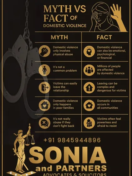 Domestic violence is surrounded by harmful myths that prevent victims from seeking help. It's crucial to understand that abuse is not just physical; it includes emotional, psychological, and financial control. It affects people across all communities, and leaving an abusive relationship is a complex and often dangerous process. I help clients navigate these difficult situations with facts and legal support.
