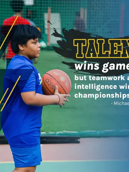 A young player holds a basketball, ready for the game. I believe in the words of Michael Jordan: talent wins games, but teamwork wins championships.