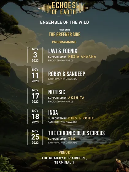 The lineup for the Echoes of Earth festival pre-party, where I shared the stage with the incredible Notesic.