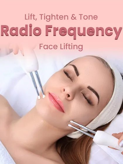 Radio Frequency is another excellent non-invasive tool for face lifting. It uses gentle heat to stimulate collagen and elastin, helping to lift, tighten, and tone the skin for a more contoured look.