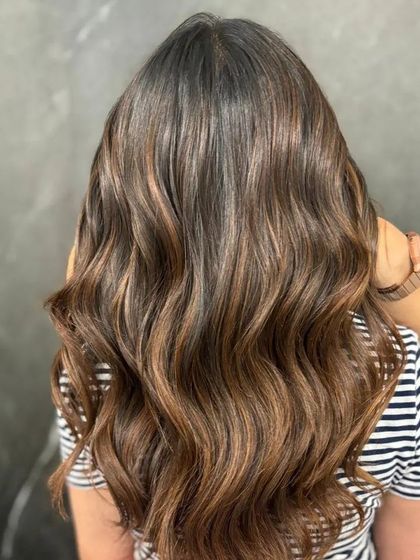 A back view of the hair, showing the beautiful blend of colors.