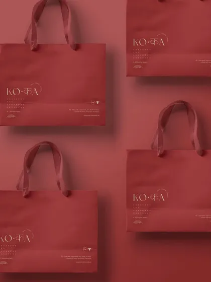 A look at the bold and elegant carry bags we designed for KO.KA. We focused on a rich color palette and clean typography to create a premium feel that represents the brand's quality and makes a strong statement.