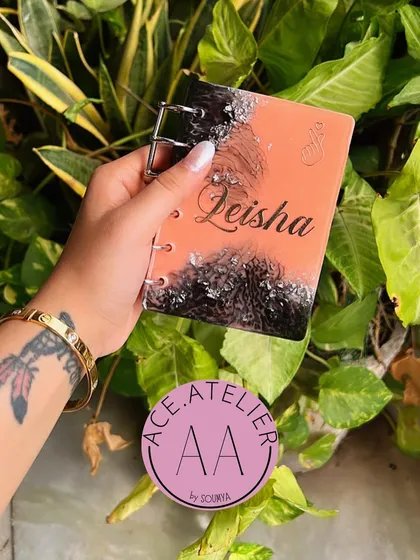 The front view of the personalized 'Leisha' diary. These diaries make a wonderful gift for anyone who loves to write or journal.