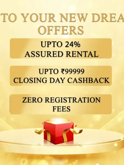 Our Navratri Realty Fiesta includes incredible benefits like up to 24% assured rental income, up to ₹99,999 closing day cashback, and zero registration fees to make your purchase seamless.
