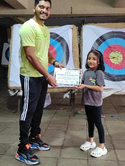 That proud moment of completing the course. Every student walks away with a certificate, marking the successful start of their archery journey with us.