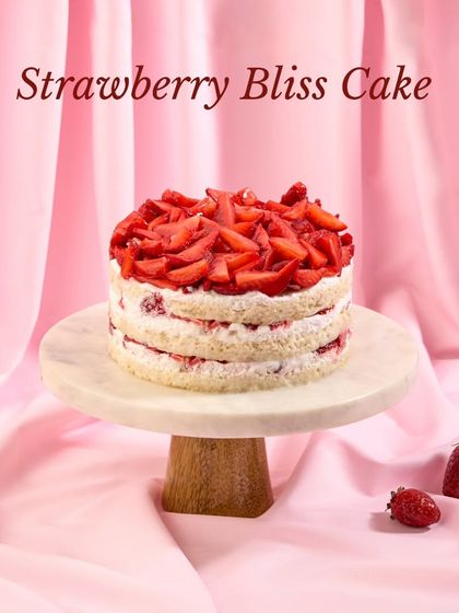 Another beautiful shot of the Strawberry Bliss Cake, a highlight of my seasonal strawberry menu. It’s simple, fresh, and absolutely delicious.