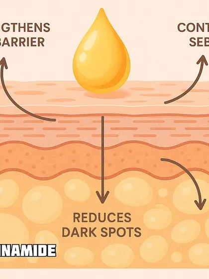 Niacinamide is a versatile ingredient that helps control sebum, strengthen the skin barrier, and reduce the post-inflammatory dark spots that acne can leave behind.