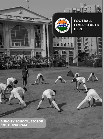 Warming up at our Suncity School center in Gurugram. Proper stretching and preparation are a crucial part of our training regimen to prevent injuries and ensure peak performance.