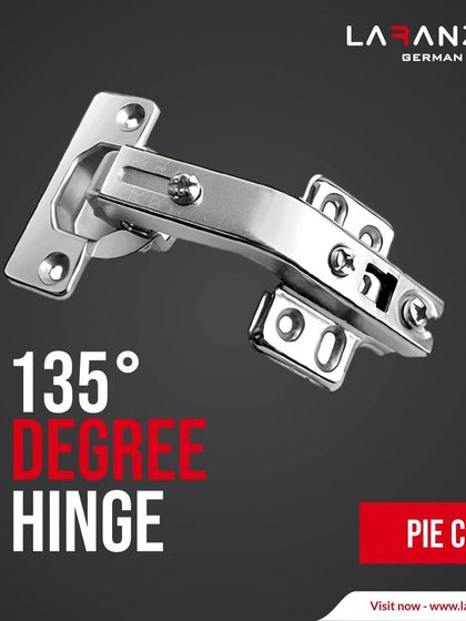 The 135-degree pie-cut hinge is specifically designed for corner cabinets with bi-fold doors, providing seamless movement and superior support.