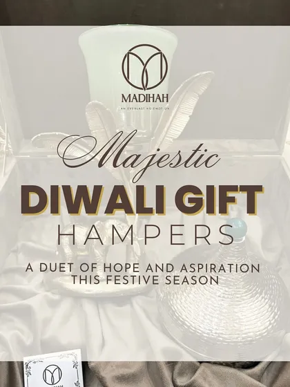 A duet of hope and aspiration. This graphic captures the spirit of my majestic Diwali gift hampers.