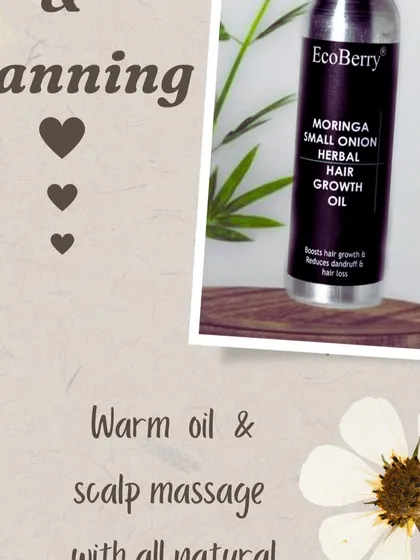 Planning a self-care session? A warm oil scalp massage with our all-natural Moringa Small Onion Herbal Hair Growth Oil is the perfect way to de-stress and nourish your hair from the roots.