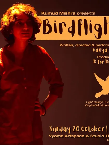 The poster for "Birdflight," a solo play that follows a young woman grappling with adulthood, home, and belonging.