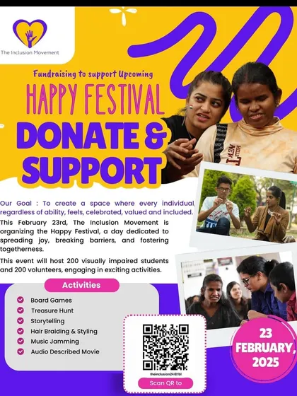 Our Happy Festival is a day dedicated to joy and connection for visually impaired students. We organize everything from board games and treasure hunts to music jamming and audio-described movies, all with the help of our amazing volunteers.