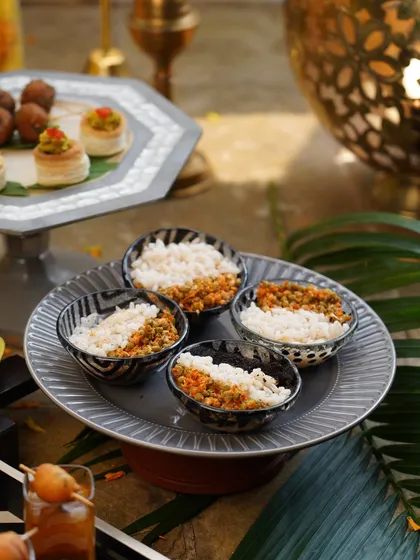 Here, my Payaru Paal Kanji is elegantly served and garnished with a generous pinch of Chammanthi Podi. The fiery, tangy powder cuts through the creamy rice and lentil broth, creating a perfectly balanced and sophisticated flavour experience for any occasion.