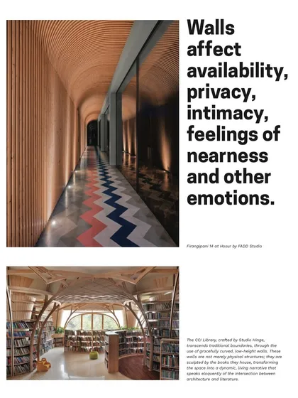 A page from my article, showing how walls affect privacy, intimacy, and emotion in a space.