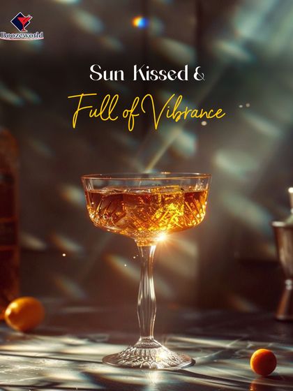 This sun-kissed cocktail, served in an ornate coupe, captures the light beautifully. The rich amber color suggests complex flavors, perfect for savoring during a relaxed evening.