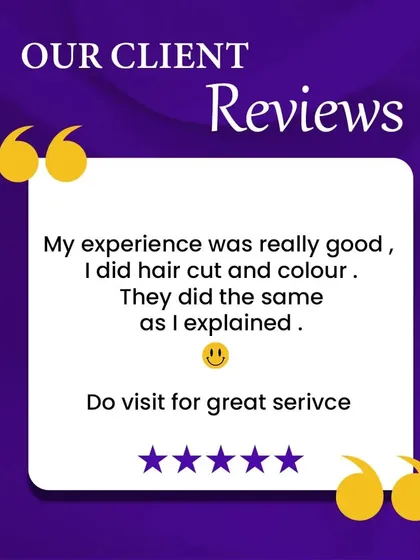 "My experience was really good, I did hair cut and colour. They did the same as I explained." We always listen to our clients to ensure we deliver exactly the look they want. Simple, direct feedback like this means the world to us.