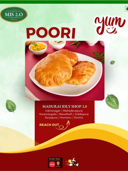 Puffed to perfection. Our pooris are light, airy, and melt in your mouth, served with a delicious potato masala.