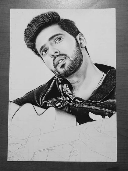 Follow the 90-hour journey of my Armaan Malik portrait. These progress shots show how I use the grid method to ensure accuracy and build up the face, hair, and clothing textures.