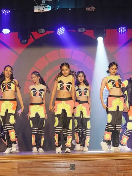 A close-up of our teen performers in their futuristic costumes. We pay great attention to detail in styling to make each act visually unique.