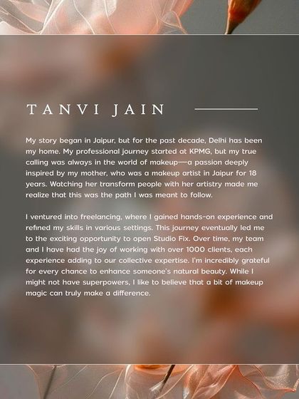 A little bit about my journey, from being inspired by my mother to opening my own studio and working with over 1000 clients.