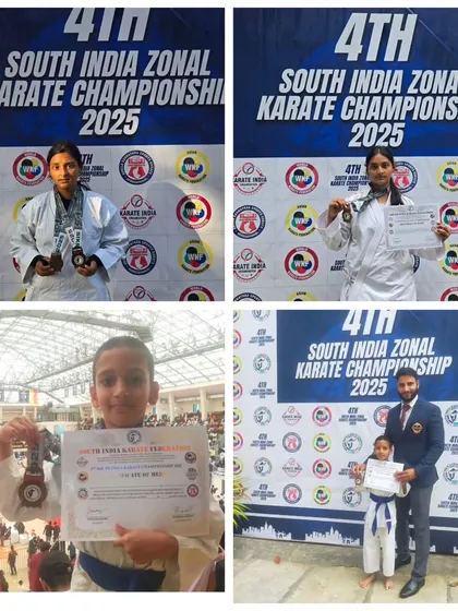 We celebrate every victory, big or small. Here are some of our dedicated students showcasing their well deserved medals and certificates from the 4th South India Zonal Karate Championship.