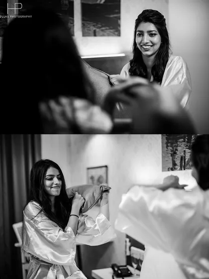 More behind-the-scenes fun with the bride and her squad, including a playful pillow fight.