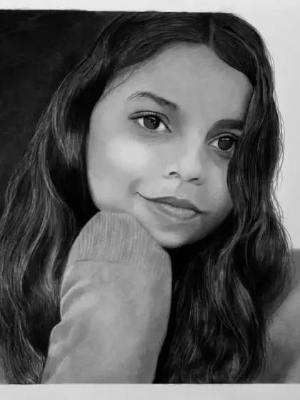 This A4 portrait was for a client in Gurugram. The dark background helps to frame her face and make her features stand out.