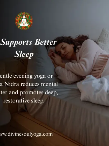 Fourth, yoga supports better sleep. A gentle evening yoga practice or Yoga Nidra session reduces mental chatter, promoting the deep, restorative sleep your body needs.
