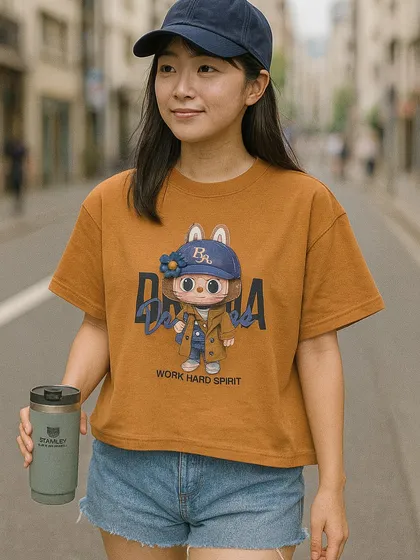 This mustard-colored 'WORK HARD SPIRIT' tee brings a bold splash of color to your wardrobe. The graphic is identical to our pink version, giving you more options to match your style.