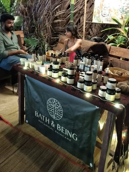 Tuesdays at the Arambol market in Goa. It's always a pleasure to connect with fellow creators and share my botanical skincare with new friends.