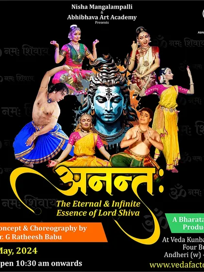 The official poster for our production, "ANANTAH: The Eternal & Infinite Essence of Lord Shiva". This was a beautiful show conceptualized by my Guru, Dr. G. Ratheesh Babu.