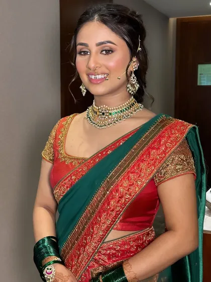 A beautiful, happy smile from the bride at her Haldi. The makeup is designed to be light and comfortable for the long day of festivities.