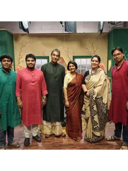 The full team at the Aakash Aath Studio. It was a wonderful session of music and conversation.