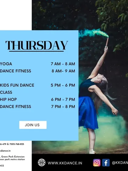 Join us on a Thursday for a variety of classes. We have morning Yoga and Dance Fitness, as well as evening sessions for Kids Dance, Hip Hop, and more fitness.