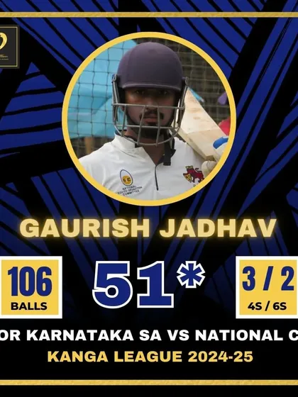 A stellar knock under pressure from Gaurish Jadhav in the Kanga League, scoring 51 not out.
