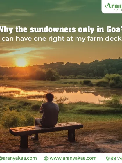 Why should sundowners only be in Goa? With your own farm deck overlooking a serene lake at sunset, you can have that perfect, peaceful end to your day, any day you wish.