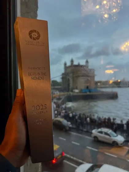 It is an honor to have my work recognized. This award from WeddingSutra, held against the iconic Gateway of India, is a testament to the passion and dedication I pour into every couple's story.