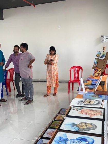 Interacting with neighbors and friends at the local exhibition.