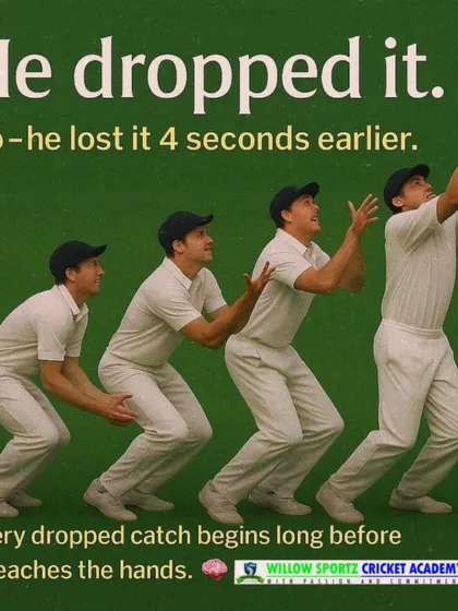 This image illustrates that a dropped catch begins long before the ball reaches the hands. It's about preparation and positioning.