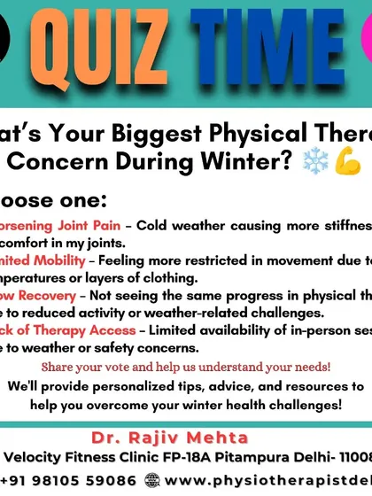 I want to understand your needs better. This quiz asks about your biggest physical therapy concerns during winter, whether it's joint pain, limited mobility, or slow recovery, so I can provide more personalized advice.