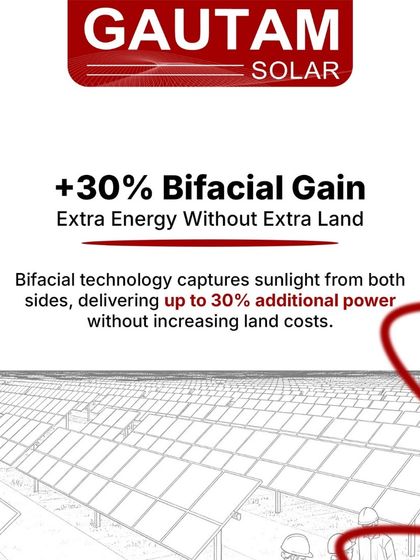 Our bifacial technology delivers up to 30% additional power without increasing land costs. By capturing sunlight from both sides of the panel, these modules provide extra energy, significantly improving the LCOE of your project.