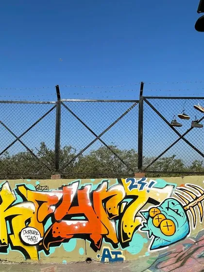 Another piece from the skate park session, this time with a fishbone character. If you spot it, share it.