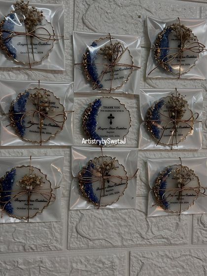 The full set of packaged baptism favors, ready to be gifted at the celebration.