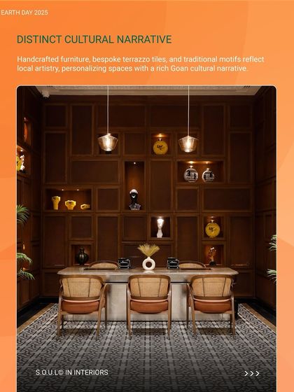 Handcrafted furniture and bespoke terrazzo tiles reflect local artistry, personalizing spaces with a rich Goan cultural narrative. This reception area at the Taj Yellow House is a testament to my commitment to local craftsmanship.