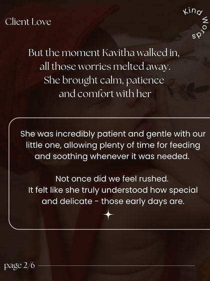 "The moment Kavitha walked in, all those worries melted away." This review speaks to the calm, patient, and comforting energy I strive to bring to every home.