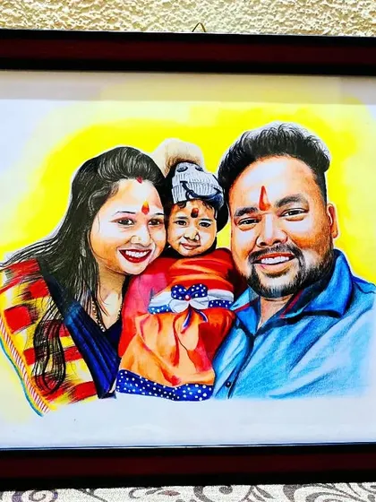 A perfect family moment captured in a custom color pencil sketch and framed for their home. I love creating these pieces that families can cherish forever.