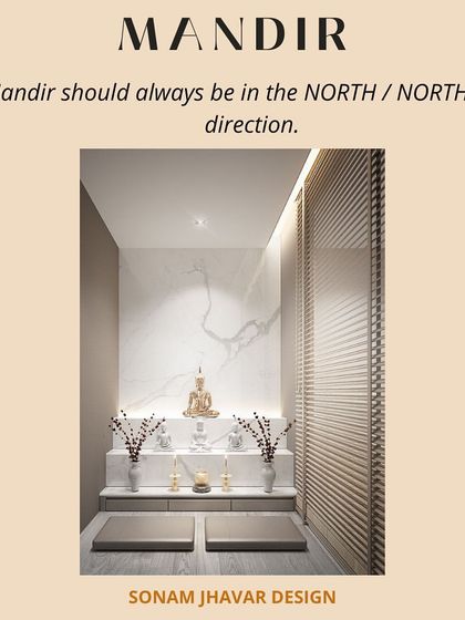 Vastu Tip: The Mandir or prayer area should always be placed in the North or North-East direction of the home to promote positivity and spiritual well-being.