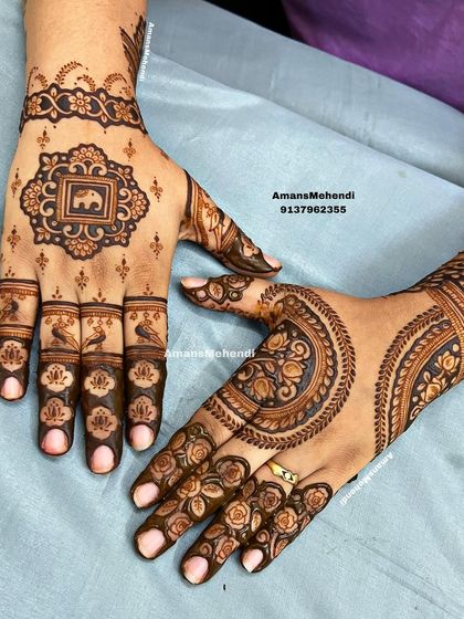 Another view of the simple back-of-hand set, showing the two different designs side-by-side. Perfect for a bride and her sister or for different wedding events.